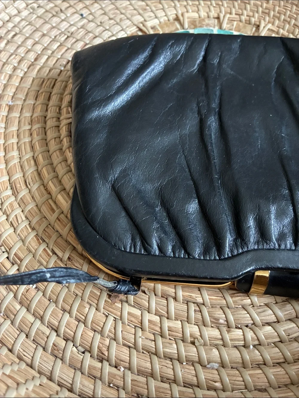 Mardane USA 1960’s Vintage Soft Black Leather Shoulder Bag with Gold Accent